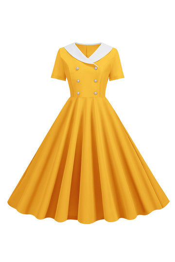 1950s Vestido Vintage Con Mangas Cortas